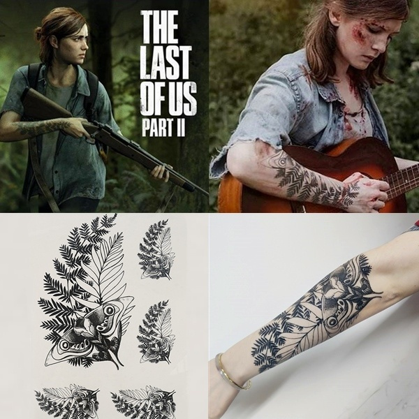 Hot Game The Last Of Us 2 Ellie Cosplay Waterproof Temporary Tattoo Sticker Unisex Sexy Beauty Water Transfer Halloween Tattoo Decals